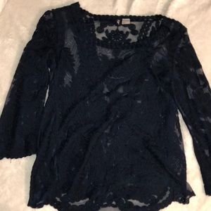 Divided sheer lace top